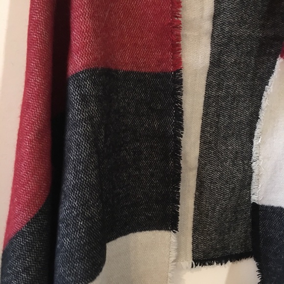 2/$25 Just Cozy Red Black and White Colour Block Scarf - Picture 6 of 9